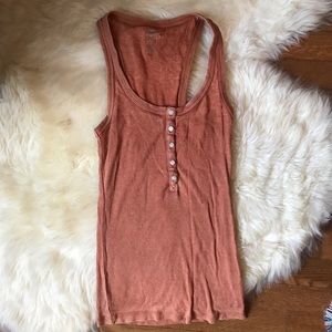 Aerie Button Orange Henley Tank Top